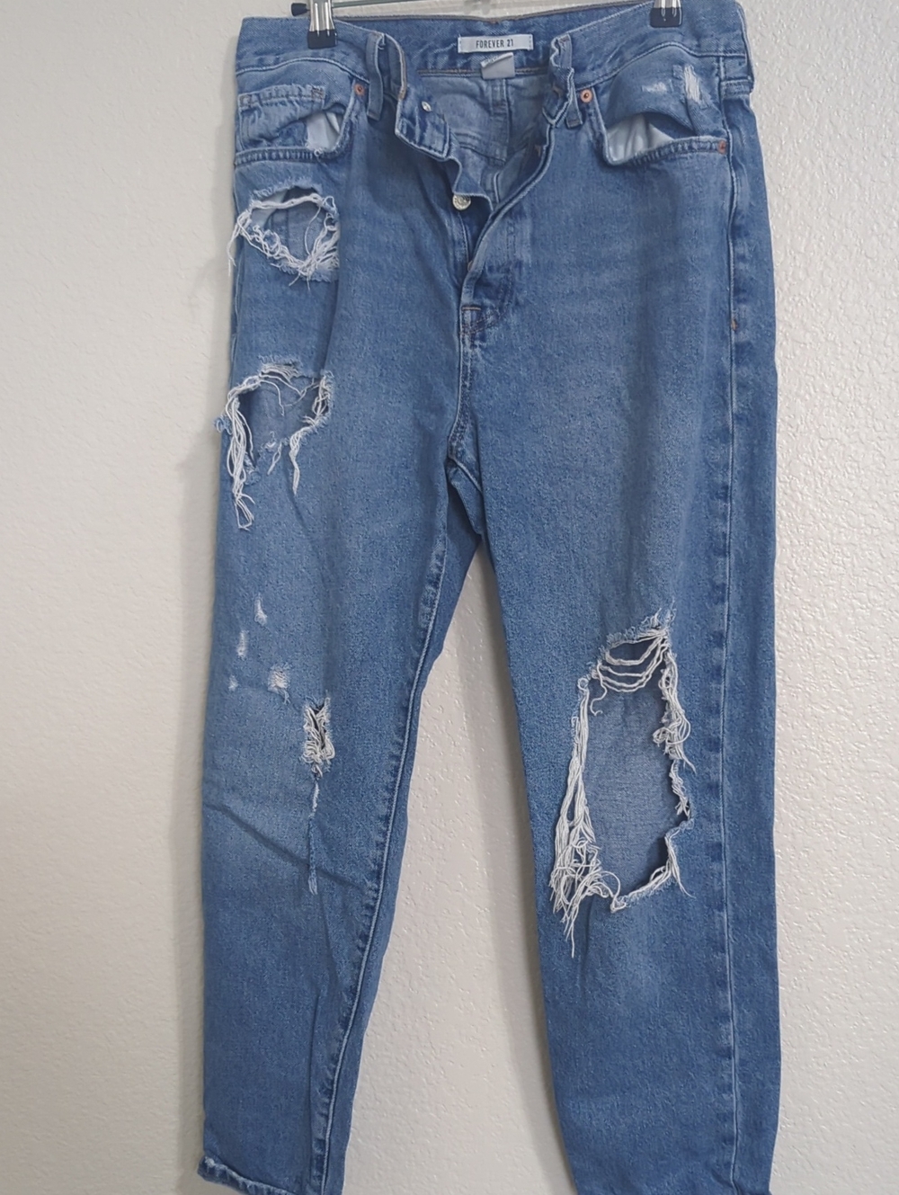 Forever 21 Light Blue Distressed Boyfriend Jeans